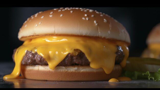 Photo une photo détaillée d'un hamburger au fromage américain.