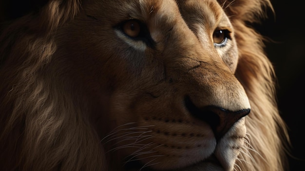 Une photo détaillée d'un lion, un animal sauvage.