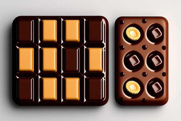 Photo de deux barres de chocolat sur fond blanc