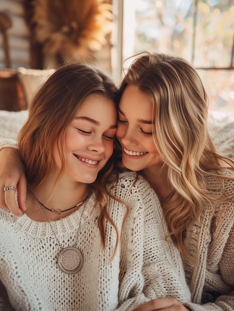 Photo une photo de deux femmes qui s'embrassent