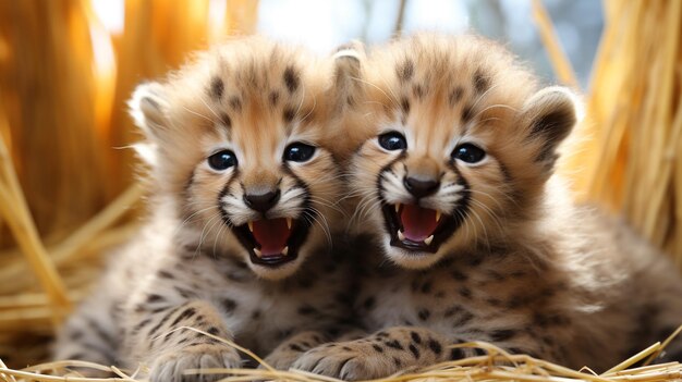 photo de deux guépards qui fondent le cœur avec un accent sur l'expression de l'amour