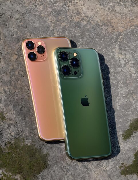 Une photo de deux iPhones assis sur un rocher