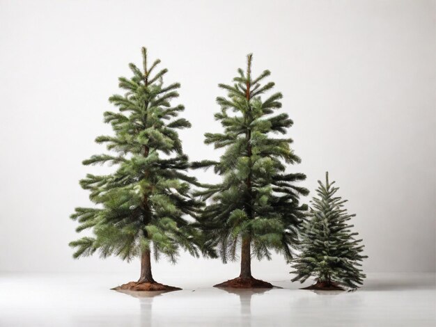 Photo deux sapins sur fond blanc