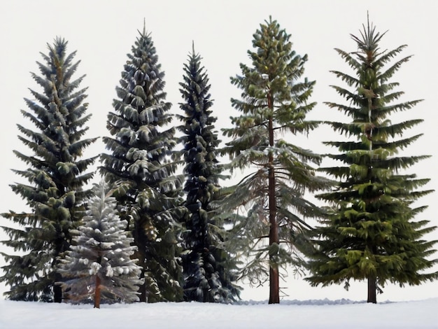 Photo deux sapins sur fond blanc