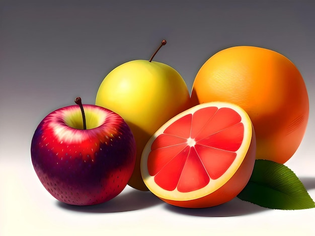 photo de différents fruits sur un fond clair ou plat