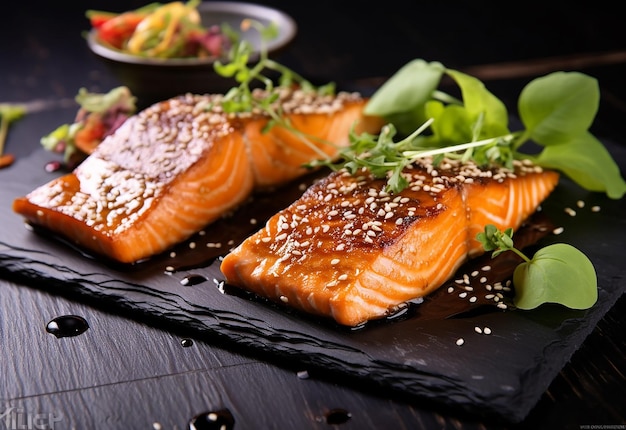 Photo de différents plats savoureux à partir de poisson saumon