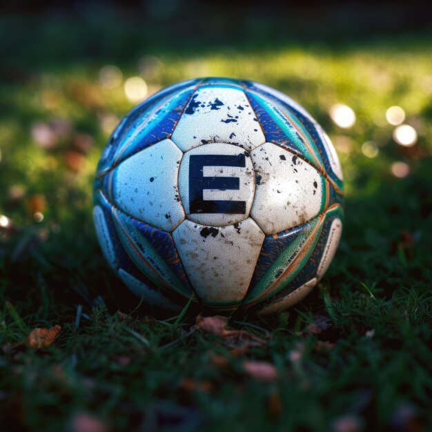 Photo photo dramatique d'un ballon de football un jour de pluie