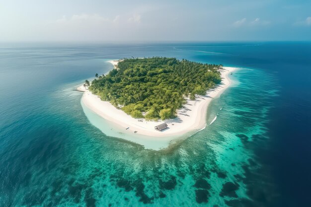 Une photo de drone d'une belle plage tropicale paradisiaque sur l'île AI