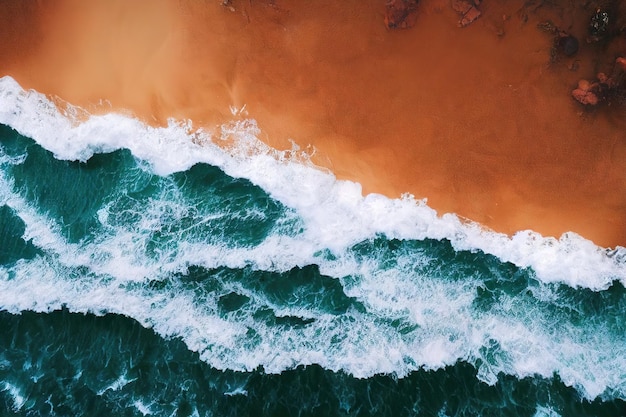 Photo de drone spectaculaire de la plage pour un concept rafraîchissant et calme