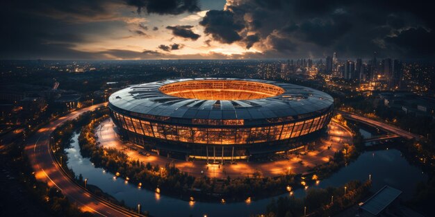 Photo une photo de drone d'un stade de football