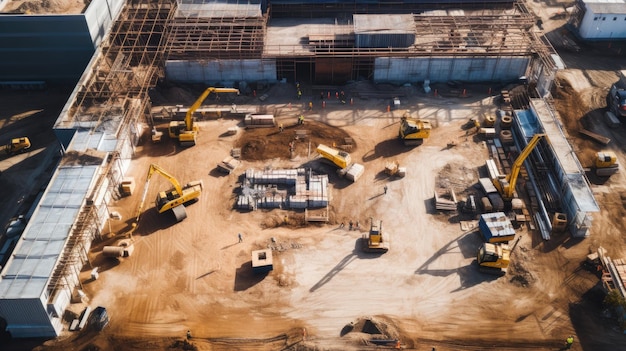 Photo du chantier de construction prise par un drone