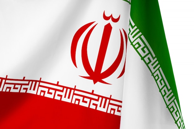 Photo du drapeau en tissu d'Iran se bouchent