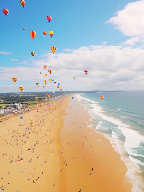 Photo du festival des cerfs-volants sur une plage venteuse Cerfs-volants lumineux et colorés Soa Concept Ideas Festive