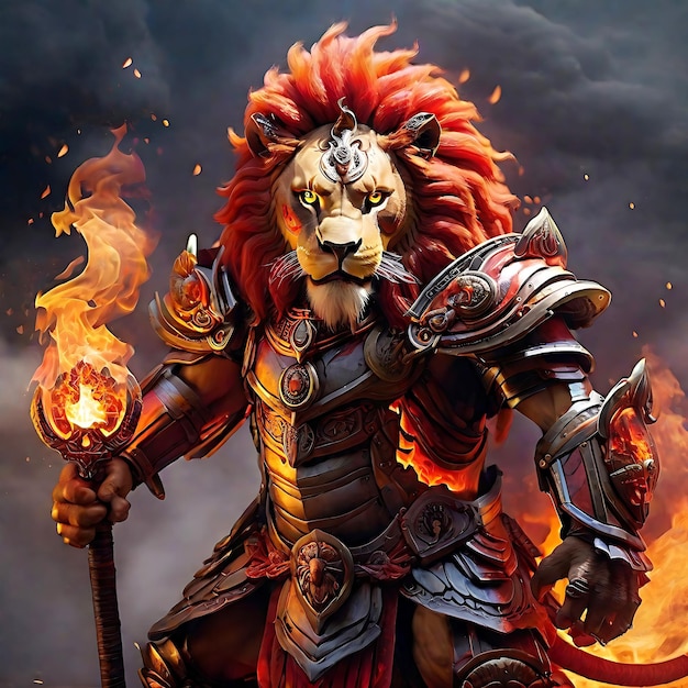 La photo du guerrier du lion de feu