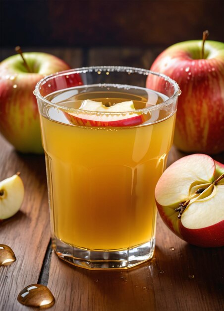 Photo du jus de pomme et de la pomme