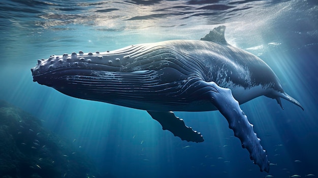Une photo du majestueux gros plan d'une baleine à bosse