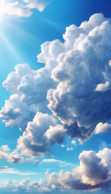 Photo du nuage de Cumulonimbus dans un ciel bleu vif par une journée ensoleillée prise d'en dessous