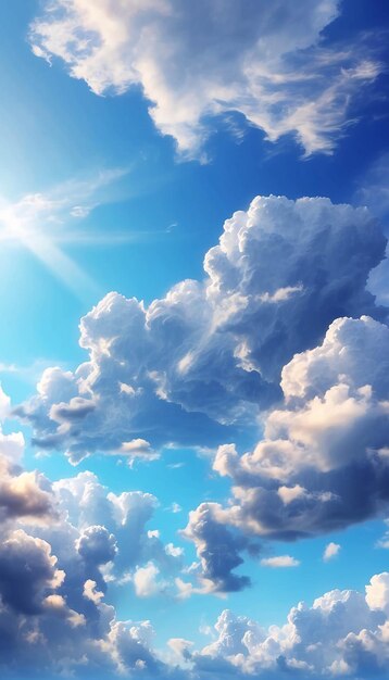 Photo du nuage de Cumulonimbus dans un ciel bleu vif par une journée ensoleillée prise d'en dessous