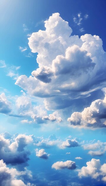 Photo du nuage de Cumulonimbus dans un ciel bleu vif par une journée ensoleillée prise d'en dessous