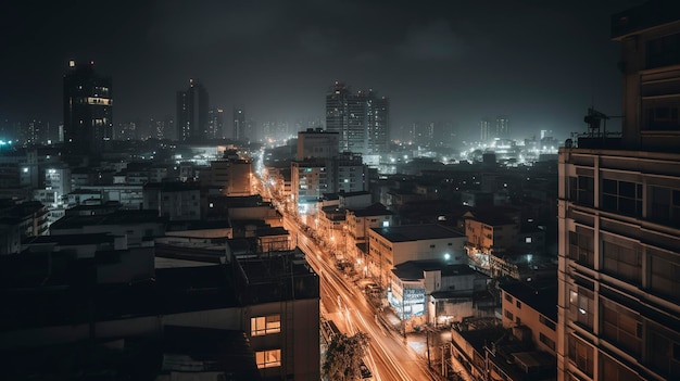 Une photo du paysage urbain nocturne