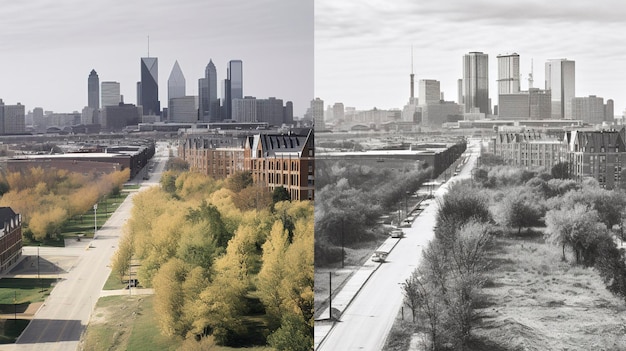 Une photo du paysage urbain transformé par les saisons