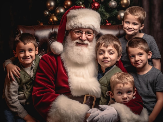 Photo du Père Noël avec des enfants