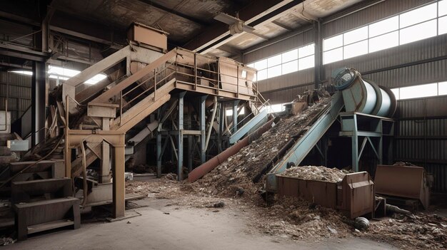 Photo une photo du processus de recyclage des matériaux industriels