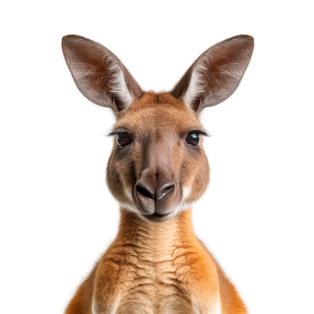 photo du visage d'un kangourou isolée sur une découpe de fond transparente