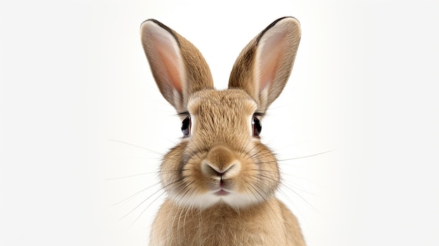 Une photo du visage d'un lapin isolée sur un fond transparent