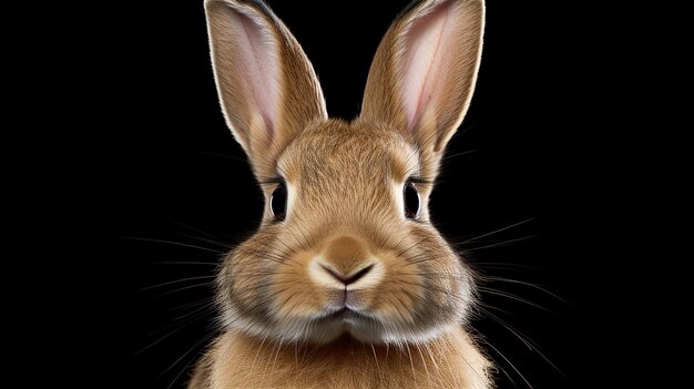 Une photo du visage d'un lapin isolée sur un fond transparent