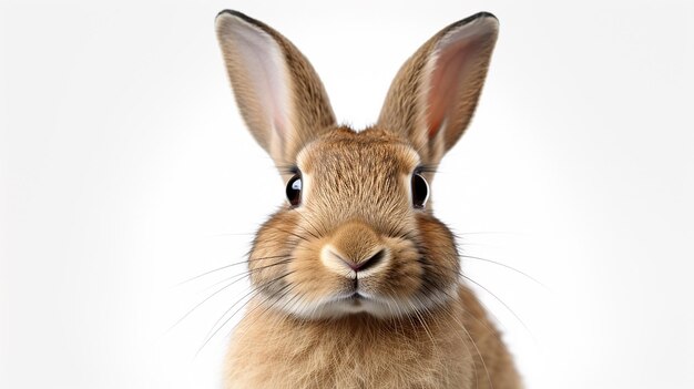 Une photo du visage d'un lapin isolée sur un fond transparent