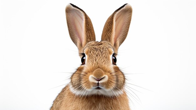 Une photo du visage d'un lapin isolée sur un fond transparent