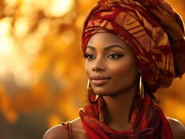 photo de dynamique émotionnelle pose femme africaine en automne