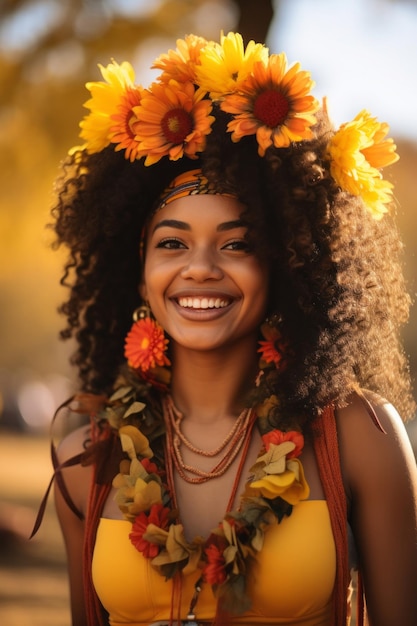 photo de dynamique émotionnelle pose femme brésilienne en automne