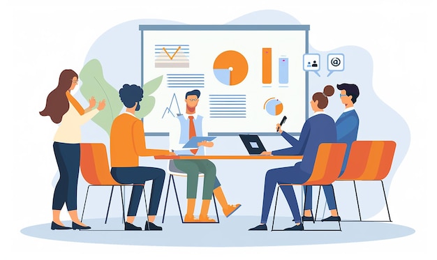 Une photo dynamique de l'équipe de marketing organisant un atelier