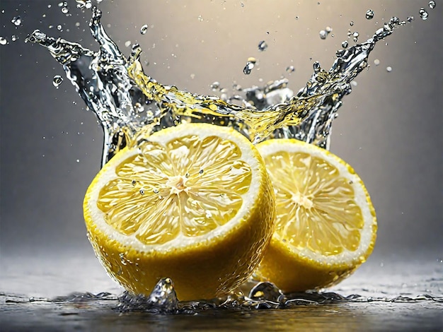 Photo d'éclaboussure d'eau citronnée fraîche