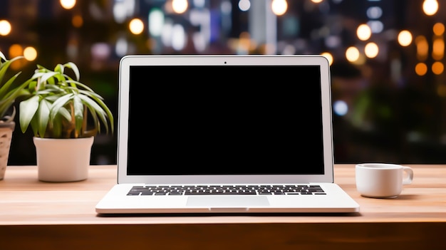 photo de l'écran de bureau d'ordinateur sur une table générée par l'IA