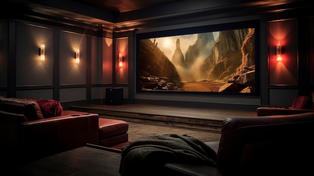 Une photo d'un écran de cinéma à domicile montrant un blockbuster
