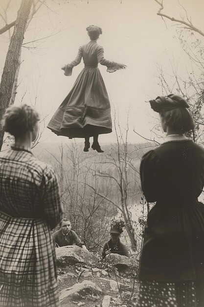 Photo une photo effrayante de 18901900 levitation pendant un couvent de sorcières