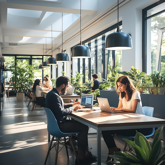 Une photo d'employés travaillant dans un bureau