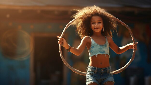 Photo une photo d'un enfant jouant avec un hula hoop