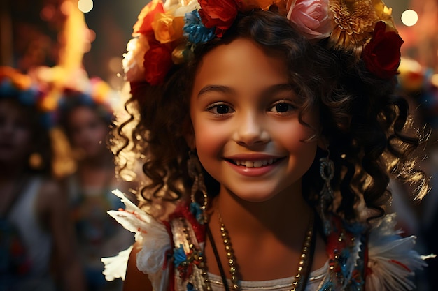 Photo d'enfants colombiens vêtus de costumes traditionnels pour la fête de la Colombie vibrante