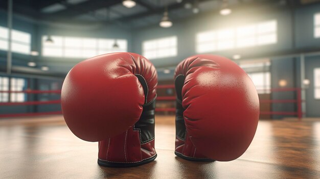 Une photo d'un ensemble de gants de boxe dans une salle de sport