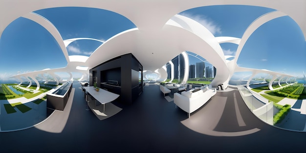 Photo d'une entrée circulaire moderne et innovante d'un bâtiment futuriste