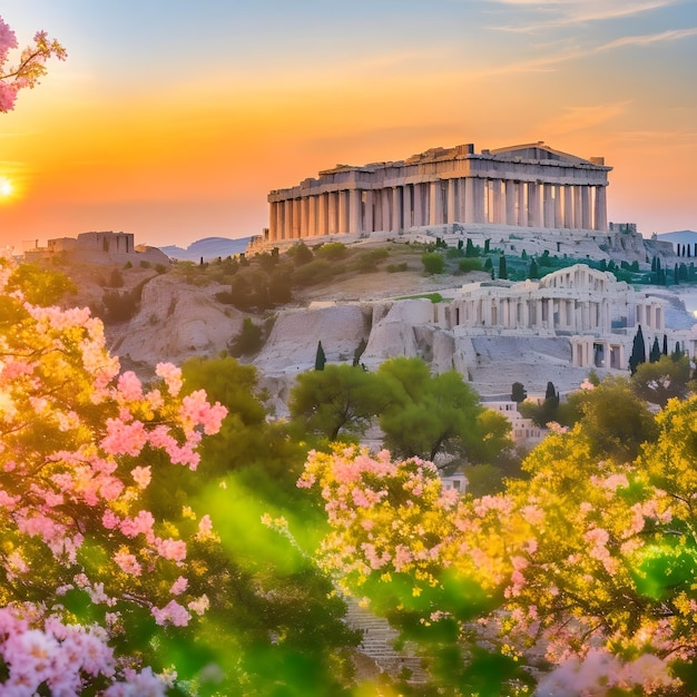 Photo Entrez au cœur d'Athènes et contemplez le resplendissant au-dessus de la ville ai généré