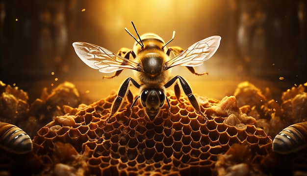 Une photo épique d'une illustration d'abeille de miel