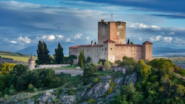 Photo une photo époustouflante du château médiéval de la province de badajoz extremadura en espagne