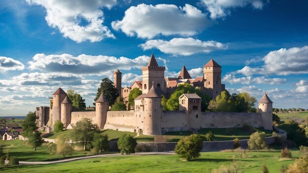 Une photo époustouflante du château médiéval de la province de Badajoz extremadura en Espagne