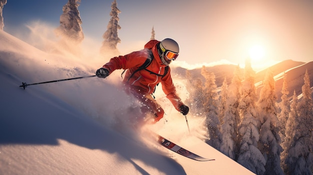 Une photo époustouflante des sports d'hiver transmettant le frisson et la grâce des athlètes en mouvement