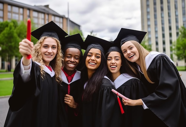 Photo de l'équipe d'étudiants de remise des diplômes de l'éducation de célébration